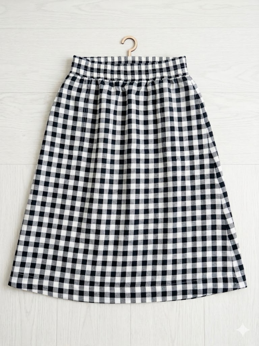 Madewell Black & White Gingham Midi Skirt | Women's Size Large